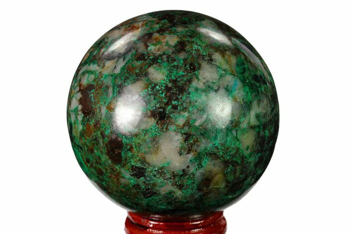 Polished Malachite & Chrysocolla Sphere - Peru #156462